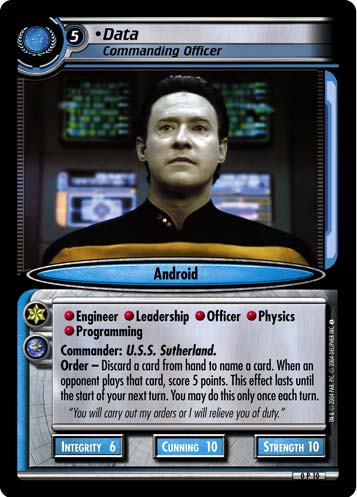 •Data, Commanding Officer