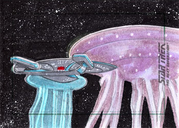 Roy Cover Sketch - USS Enterprise NCC 1701-D and Farpoint Entities